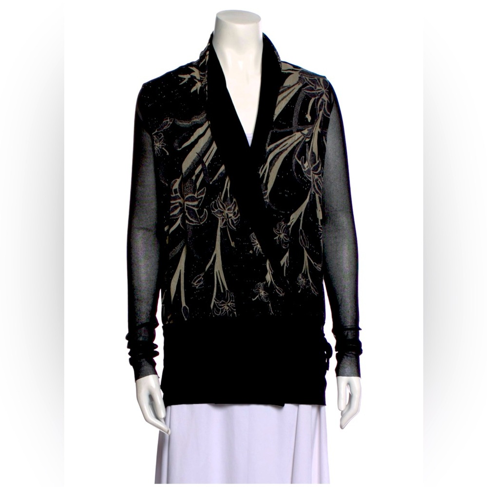 Fuzzi Black and Beige sexy Floral Sweater